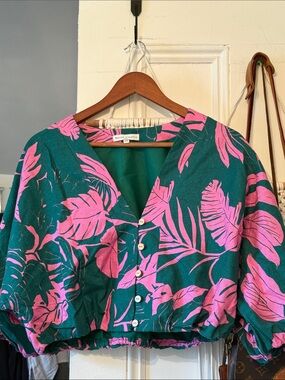 Maison d'Amelie Paris green and pink tropical top